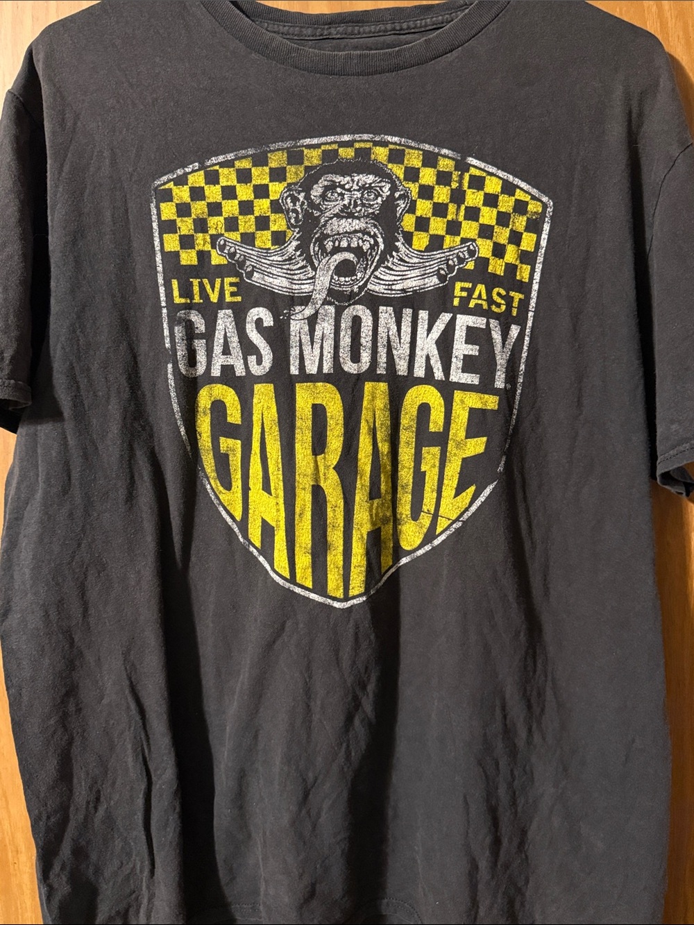 Gas Monkey Garage Men's Large Short Sleeve Black Tee - Live Fast Graphic